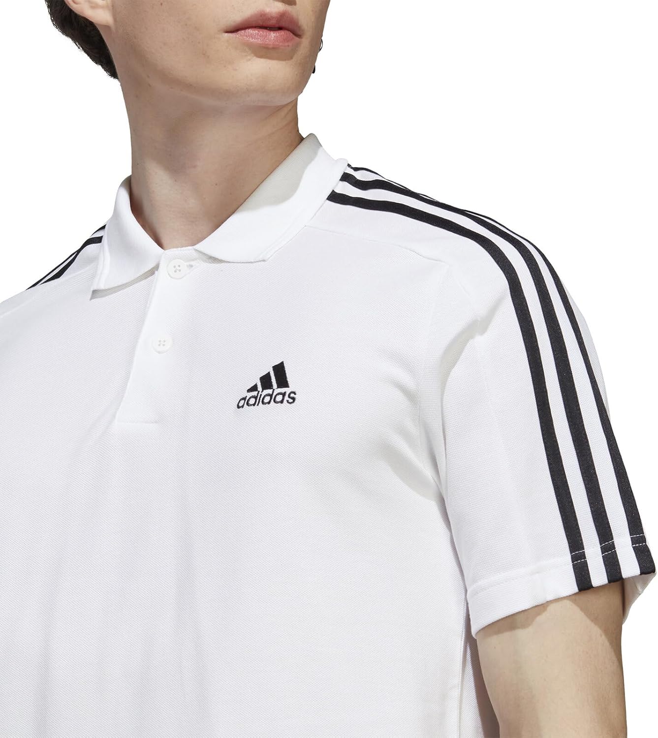 Adidas Herren Essentials Piqué besticktes kleines Logo 3-Streifen Polo-Hemd-Polo-Shirt (Kurzarm) (1er Pack) – Bild 5