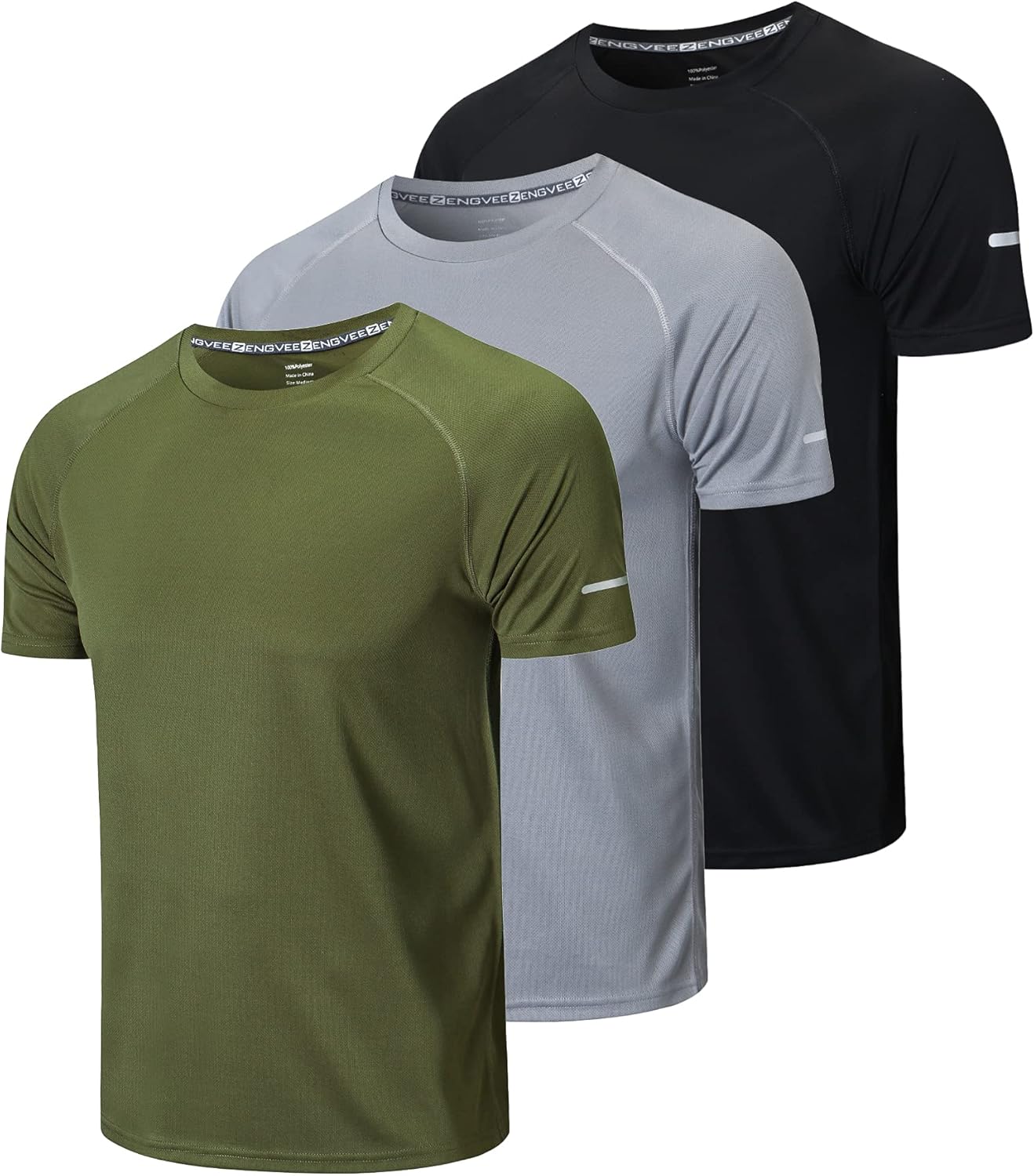 Huakang Set von 3 Herren-T-Shirts, Laufhemm