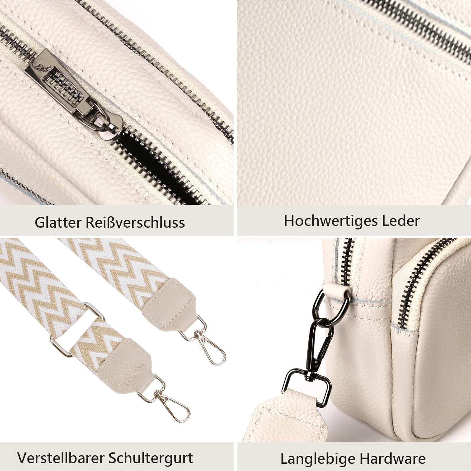 Tiaastap Damen Mobiltelefon Umhängetasche Echtes Leder -Crossbody -Bag Damen -Mobiltelefontasche für Umhängetaschen Frauen kleine moderne Taschen mit breiten Schultergurt und 3 Fächer – Bild 4