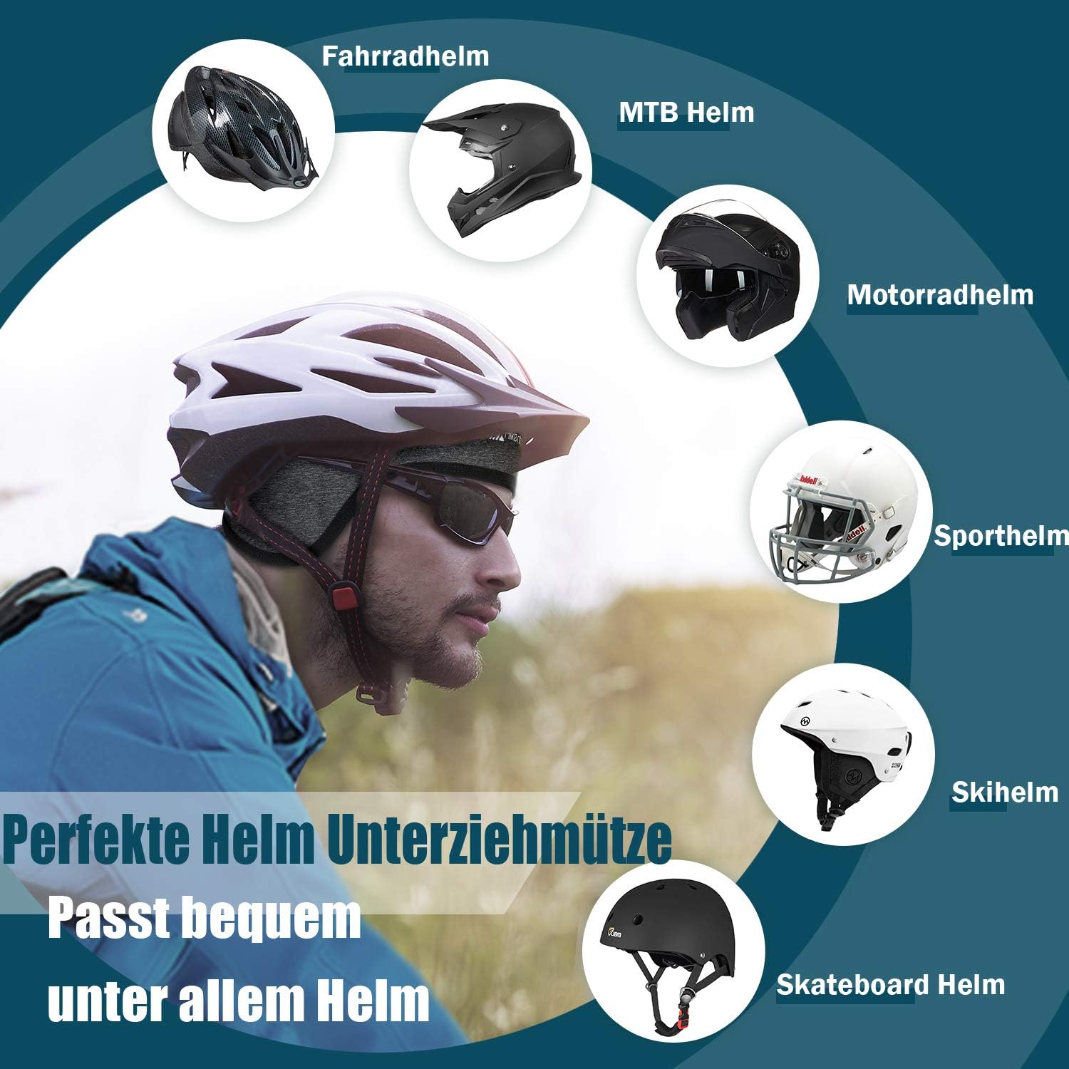Hikentur Winter Hat Windproof Cycling Hat Winter Warm Bike Cap Helmet Base Hat Men/Women for Cycling Helmet Ski Helmet Climbing Helmet Sports Hat for Cycling Skiing Running Outdoor. – Bild 5