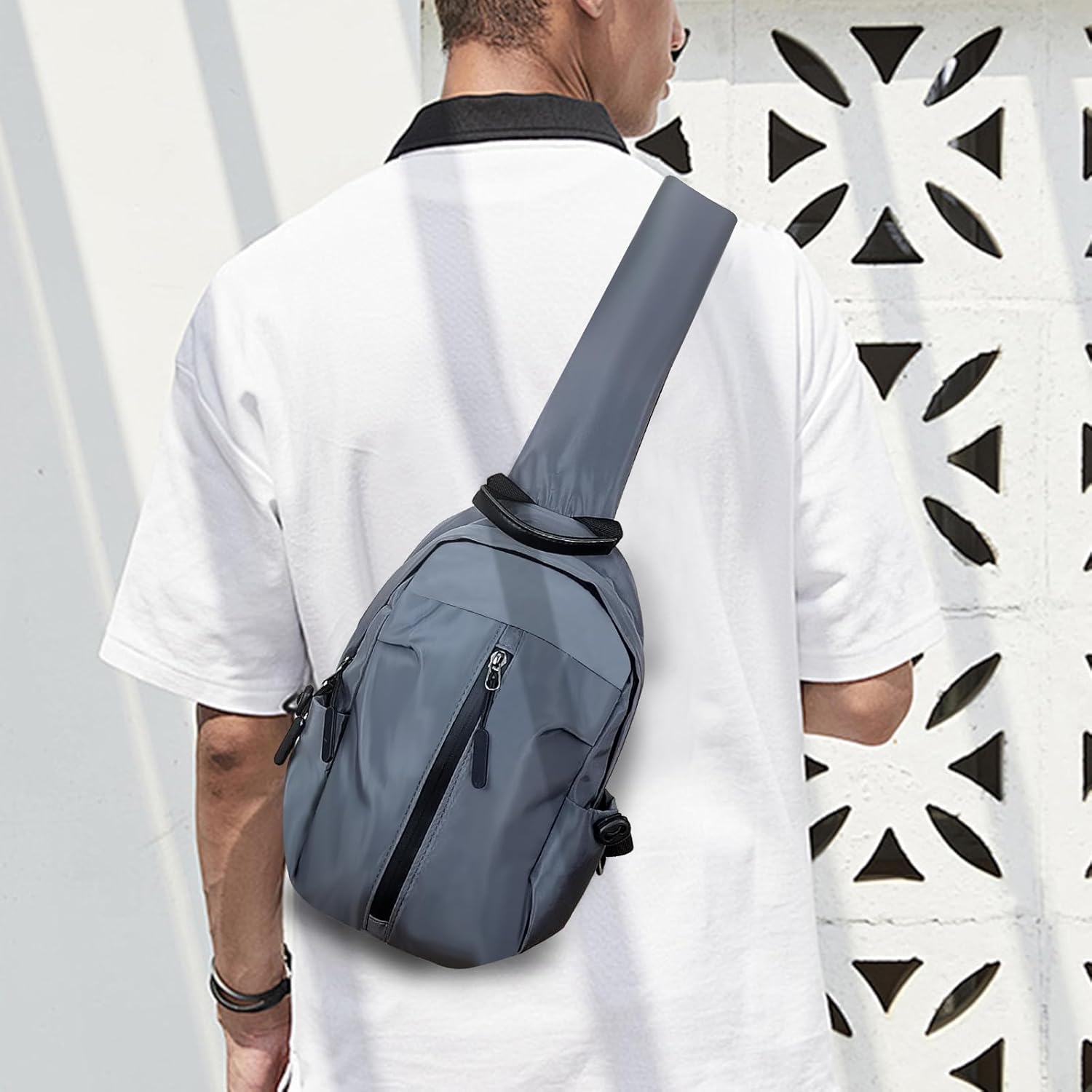 Adistyistyno -Männer -Umhängetasche, große Kapazität Nylon Crossbody -Tasche, modische leichte Brusttasche für Männer, Unisex -wasserdichte Umhängetaschen, Schlingenbeutel mit Ladeanschluss für Sport und Außengebrauch – Bild 6