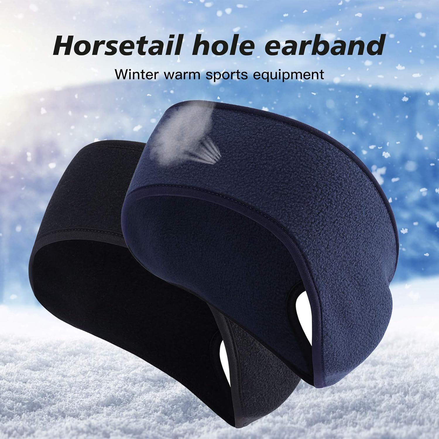 Qkurt 2 x Winter Fleece Sportstirnband, Pferdeschwanzstirnbänder, Schweißband, Stirnband für Frauen – Bild 4