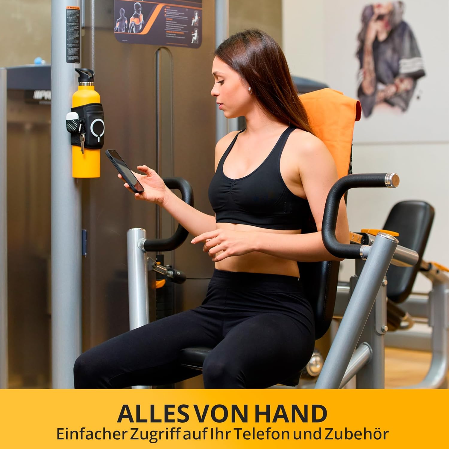 Innela Magnetfit Fitness -Wasserflaschenhülle mit Magneten - kompatibel mit Apple Magsafe - Tasche für AirPods und Schlüssel - Shaker für Protein und 1L -Flasche - Nehmen Sie Ihr Training auf – Bild 3