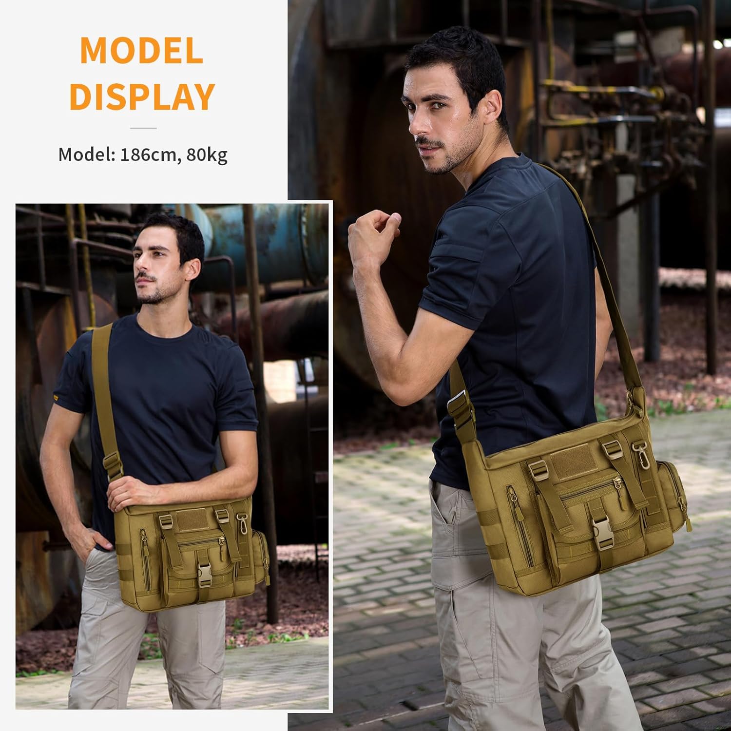 Huntvp Taktische Umhängetasche Military Crossbody Bag Sling Bag Wasserabweisende Umhängetasche Messengerbeutel Aktentasche mit verstellbarer Schultergurt im Freien – Bild 7
