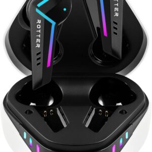Rotter® Wireless Bluetooth Mobile Gaming -Kopfhörer, extrem niedrige Latenz von 50 ms, Bluetooth 5.3, Dual -Modus, 35 -Stunden -Spielzeit, IPX4 -Wasserdicht, 6 Mikrofone (weiß)