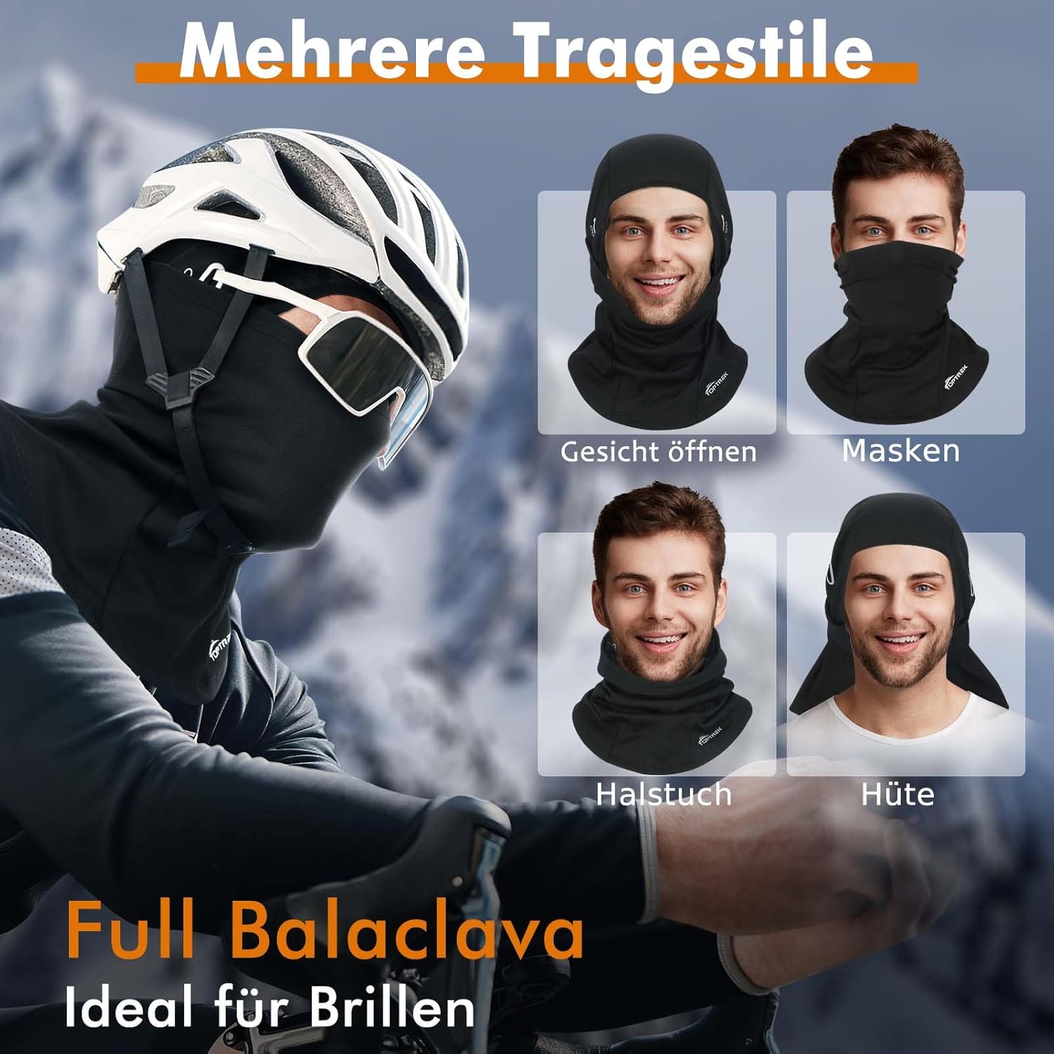 toptrek Sturmhaube Winter, Winddicht Warm Sturmmaske, Balaclava für Outdoorsports Radfahren Snowboarden Skifahren Motorradfahren, Atmungsaktive Skimaske für Herren& Damen, Schwarz – Bild 5