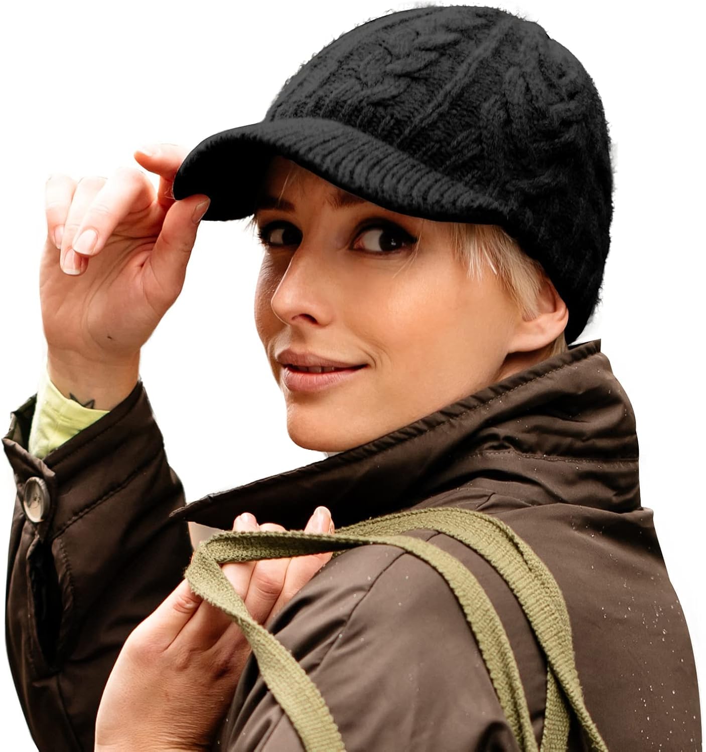 Comhats Damen -Strick -Mütze Hut mit Höhepunkt, Winter / Skihut