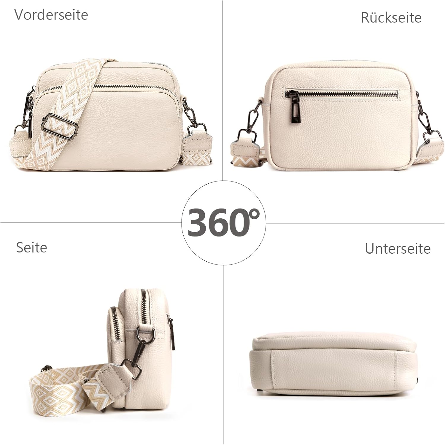 Tiaastap Damen Mobiltelefon Umhängetasche Echtes Leder -Crossbody -Bag Damen -Mobiltelefontasche für Umhängetaschen Frauen kleine moderne Taschen mit breiten Schultergurt und 3 Fächer – Bild 3