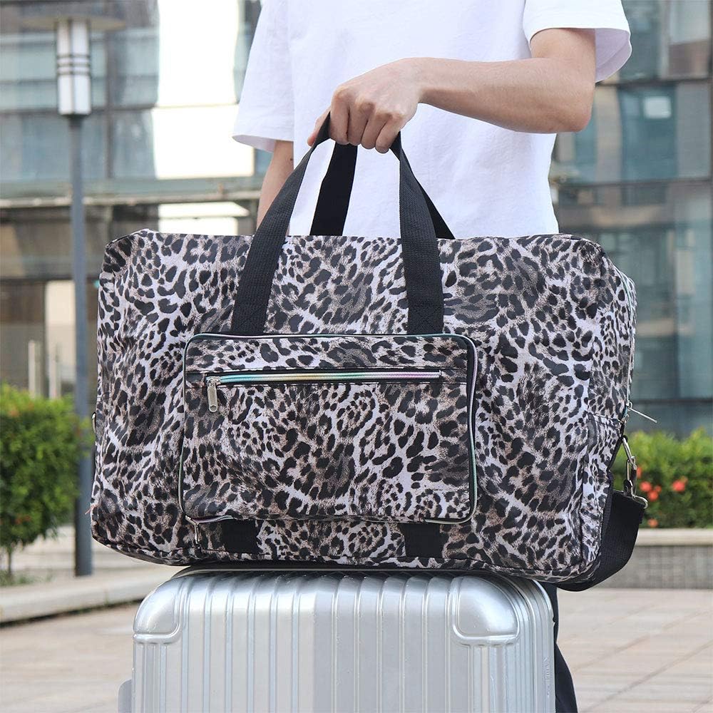 Arxus großer faltbarer Reisetasche. Tragen Sie den Reisetasche über Gepäck am Wochenende mit Schultergurt, Leopardenmuster, Einheitgröße – Bild 7