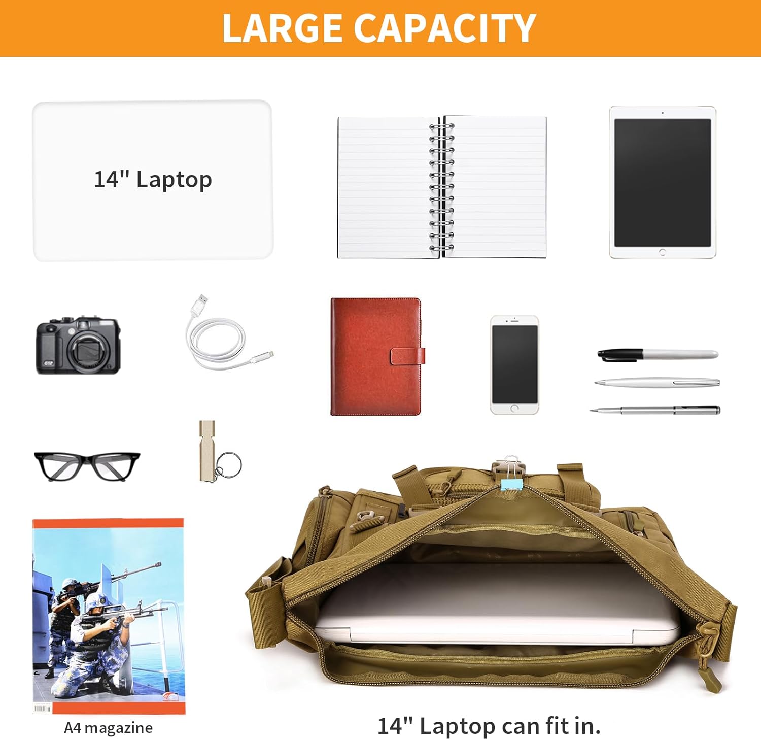 Huntvp Taktische Umhängetasche Military Crossbody Bag Sling Bag Wasserabweisende Umhängetasche Messengerbeutel Aktentasche mit verstellbarer Schultergurt im Freien – Bild 4