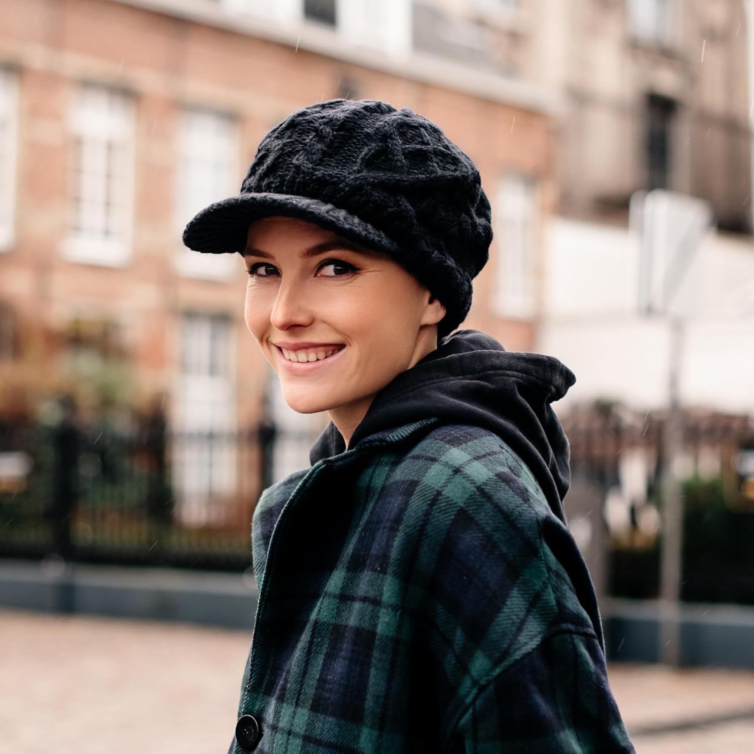 Comhats Damen -Strick -Mütze Hut mit Höhepunkt, Winter / Skihut – Bild 2