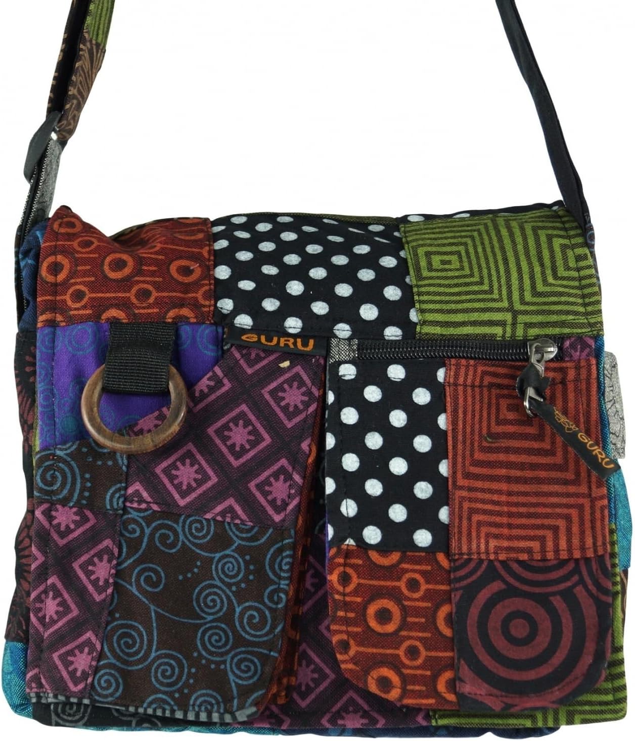 Guru -Shop Ethno -Umhängetasche, Patchwortbeutel, Männer/Frauen, mehrfarbige, Baumwolle, Größe: Einen Größe, 20 x 25 x 6 cm, alternative Umhängetasche, Stoffhandtasche, mehrfarbig – Bild 2
