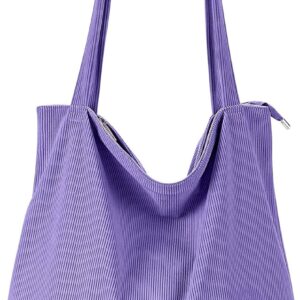 Kalidi Corduroy -Tasche, Damen -Umhängetasche mit Reißverschluss, großer Einkaufsbeutel, Einkaufstasche, Handtasche, Umhängetaschen für Arbeit, Büro, Reisen, Einkaufen, Schule und tägliche Gebrauch