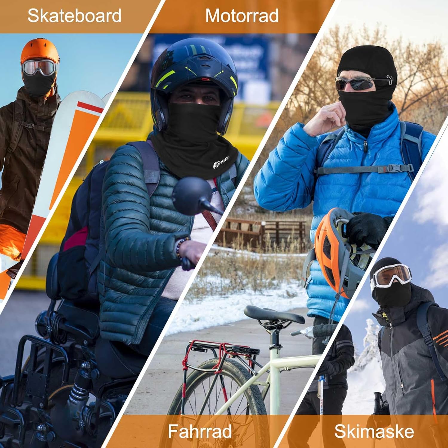 toptrek Sturmhaube Winter, Winddicht Warm Sturmmaske, Balaclava für Outdoorsports Radfahren Snowboarden Skifahren Motorradfahren, Atmungsaktive Skimaske für Herren& Damen, Schwarz – Bild 7