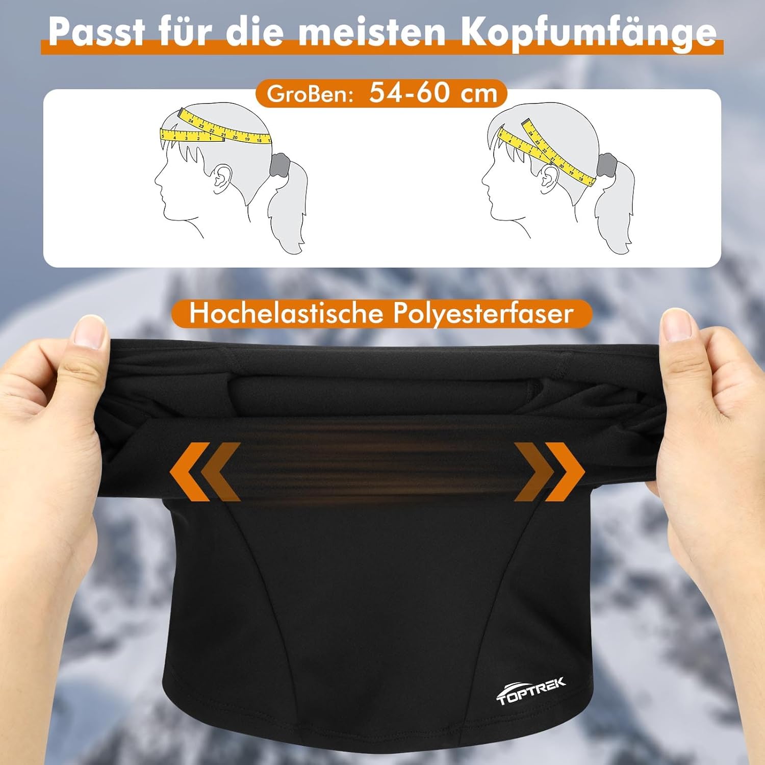 toptrek Sturmhaube Winter, Winddicht Warm Sturmmaske, Balaclava für Outdoorsports Radfahren Snowboarden Skifahren Motorradfahren, Atmungsaktive Skimaske für Herren& Damen, Schwarz – Bild 6