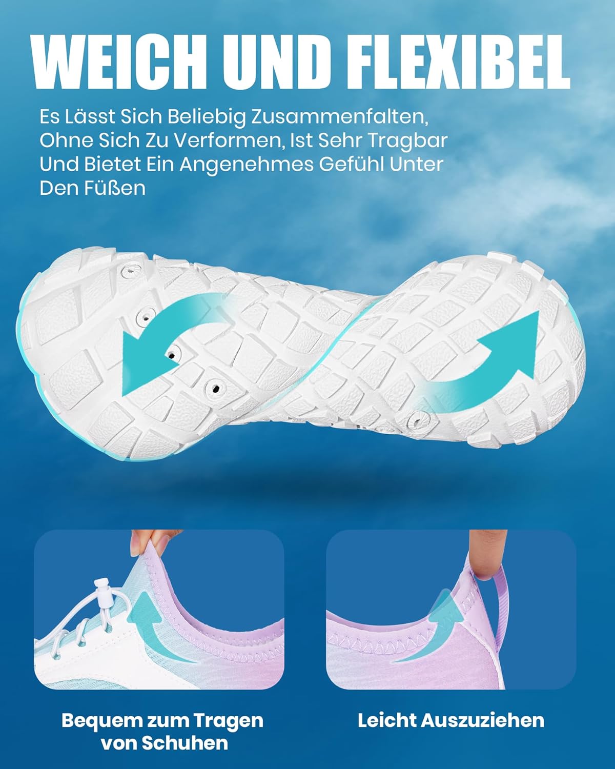 Bibholy Barfußschuhe, Frauen- und Herrenbadeschuhe, schnell trocknende Wasserschuhe, atmungsaktive Schwimmschuhe, Surfschuhe ohne Rutsch, Unisex Strandschuhe für Strandwandern – Bild 5