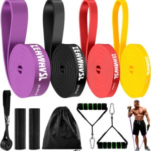 Zeawavsl Widerstandsband Set – 4 -teiliges Fitnessband für Krafttraining mit Tragetasche, Griffen, Schutzabdeckungen und Türanker, Widerstandsbänder für Dehnung, Fitness, Krafttraining
