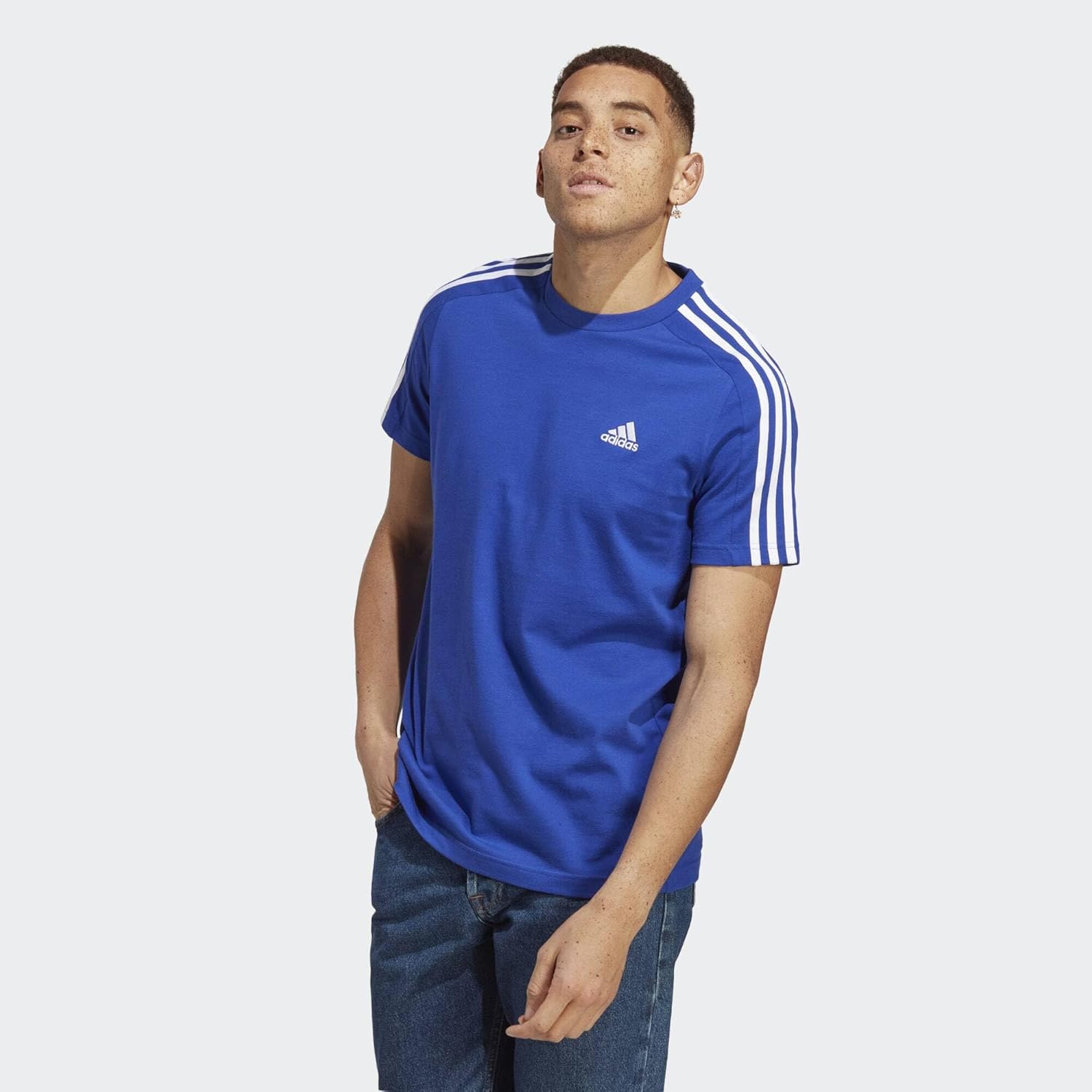 Adidas Herren Essentials Single Jersey 3-Streifen-T-Shirt, kurzärmelig, Pack von 1 – Bild 2