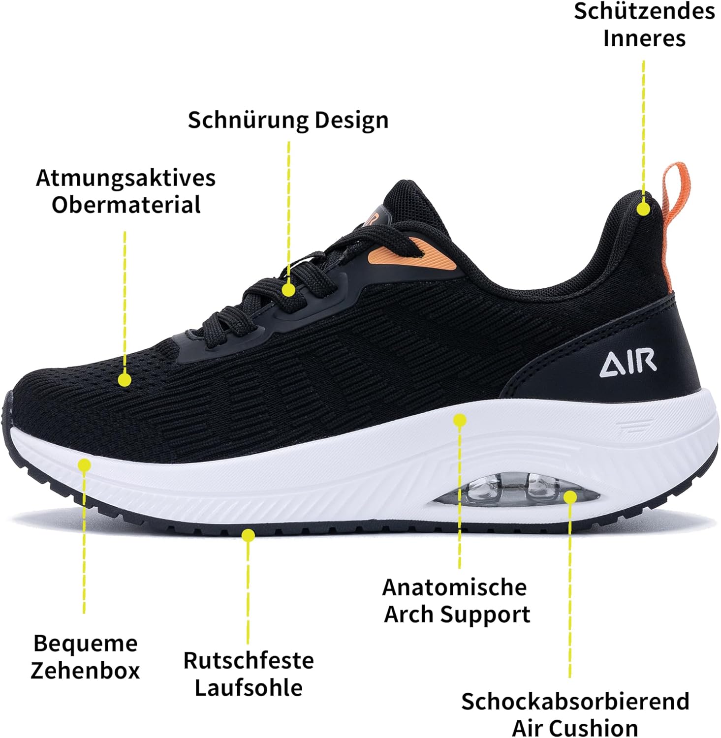 Goobon Wanderschuhe Frauenbogen Unterstützung Orthopädische Schuhe Plantar Fasciitis Laufschuhe bequeme atmungsaktive Sportschuhe mit Luftkissen für flache Füße Linderung Fuß Schmerzen 36-42.5 EU – Bild 3