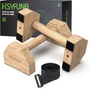 HSYFUNA Liegestützgriffe Holz, Parallettes, rutschfeste Griffe Liegestütze, Push Up Stand Bars, Liegestützgriffe für Muskeltraining und Krafttraining, Handstand Griffe für Indoor & Outdoor