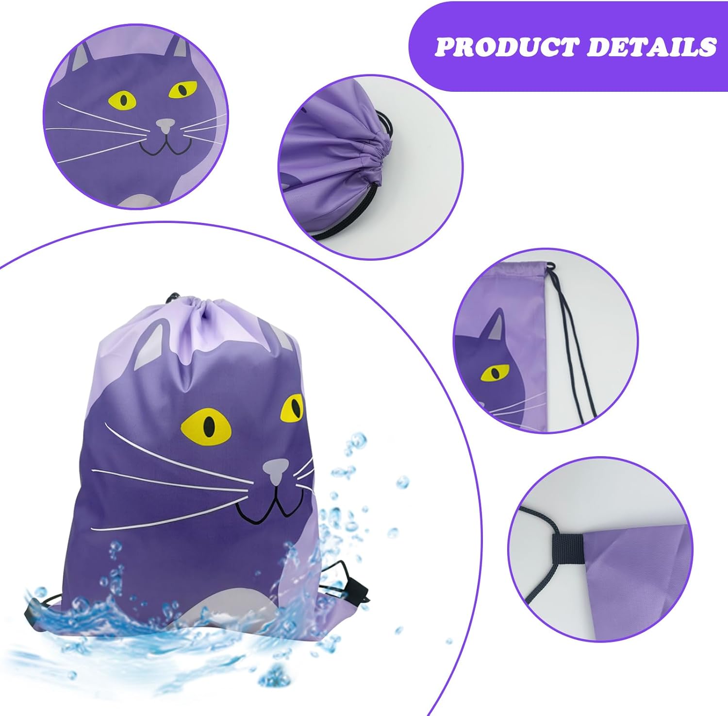 KaSesss Pack aus 3 Fitnessbeuteln, Sporttasche, Kinderbeutel Kinder mit Kordelkordel, Sporttasche, wasserdichte Fitness -Tasche, Mädchen, große Fitness -Tasche, Jungen, Sporttasche für Sport, Strand, Reisen, Fitnessstudio, Blau, Rot und Lila – Bild 3