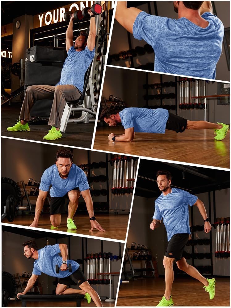 Kefitevd Männerfunktional Shirt Sports T-Shirts atmungsaktiv – Bild 5