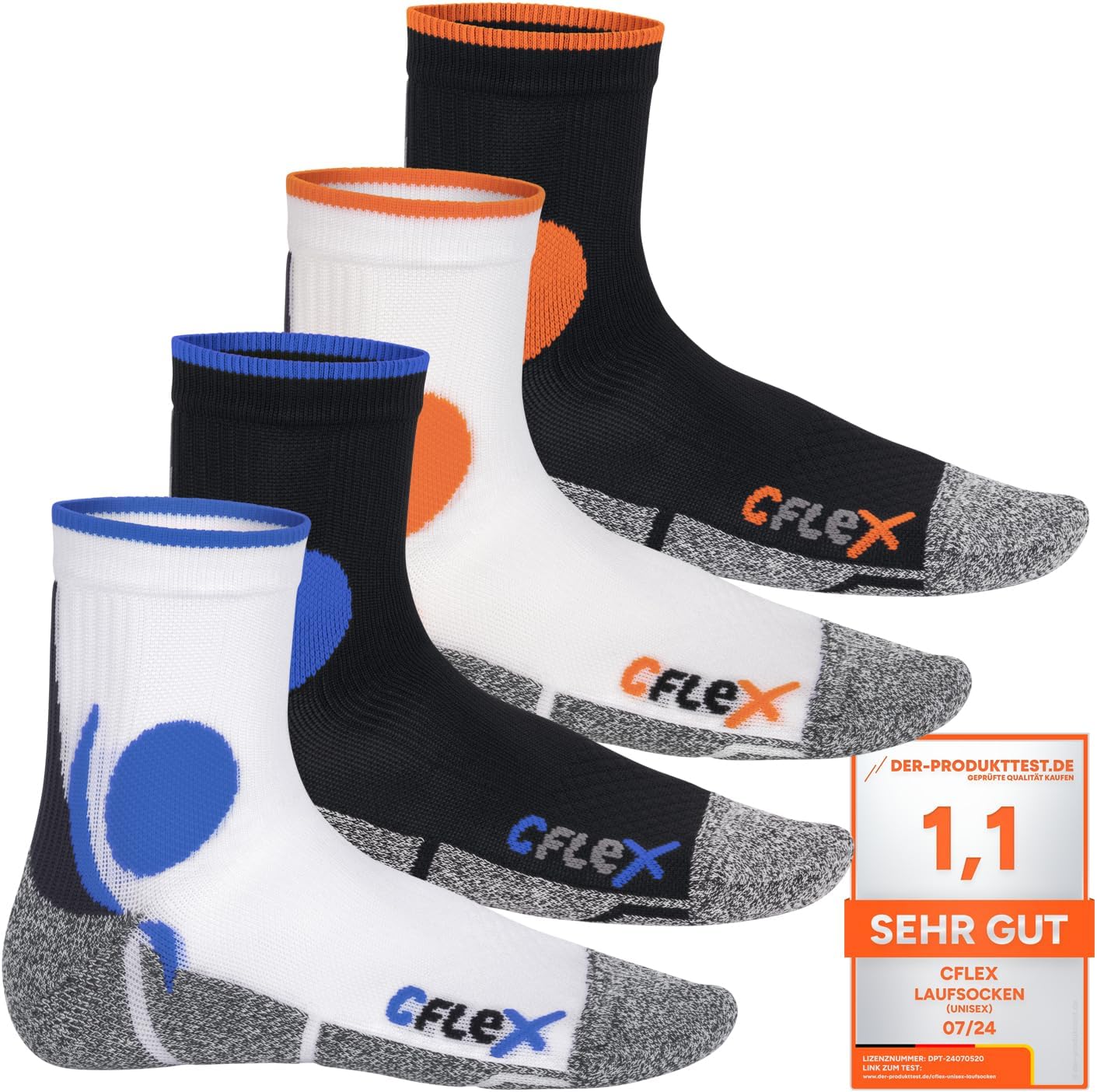 CFLEX -Frauen- und Herren -Lauffunktionsocken (4 Paare) laufende Socken