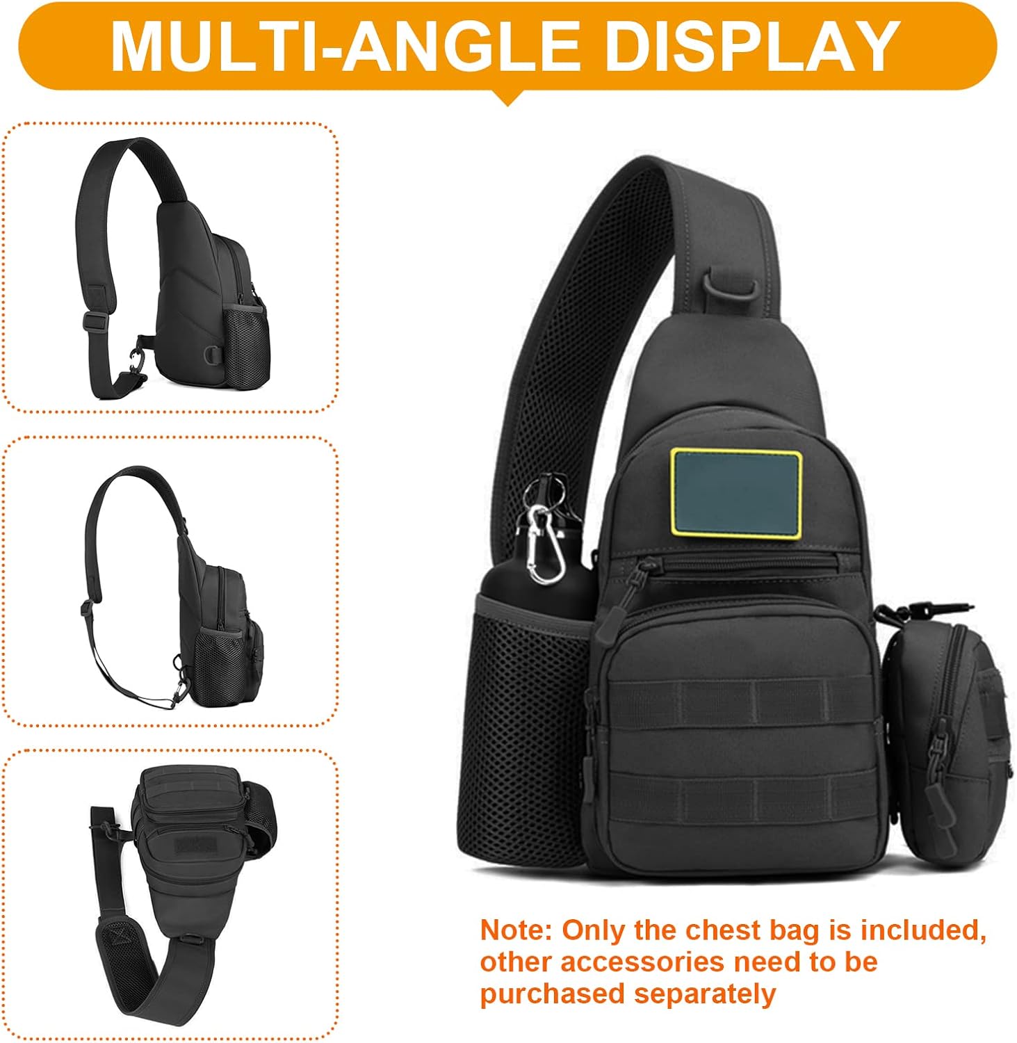 Huntvp Taktische Brusttasche Militär Umhängetasche Taktische Brustschleuder Pack Molle Armee Crossbody Body Military Umhängetasche Mini Single -Gurt -Rucksack für Reise -Wandercamping – Bild 5