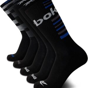 Reebok Herren Sports Socken Komfortkissen Performance Crew Socken (Pack von 5), Schwarz/Grau Multi