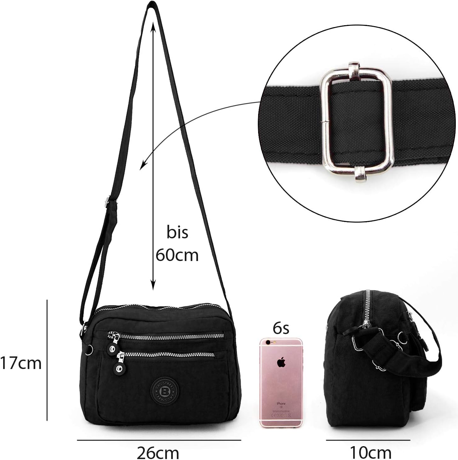 Ekavale - Kleine Umhängetasche aus wasserabweisender Nylon - Handtasche für Frauen und Mädchen - Crossbody -Tasche - Leichte Umhängetasche – Bild 4