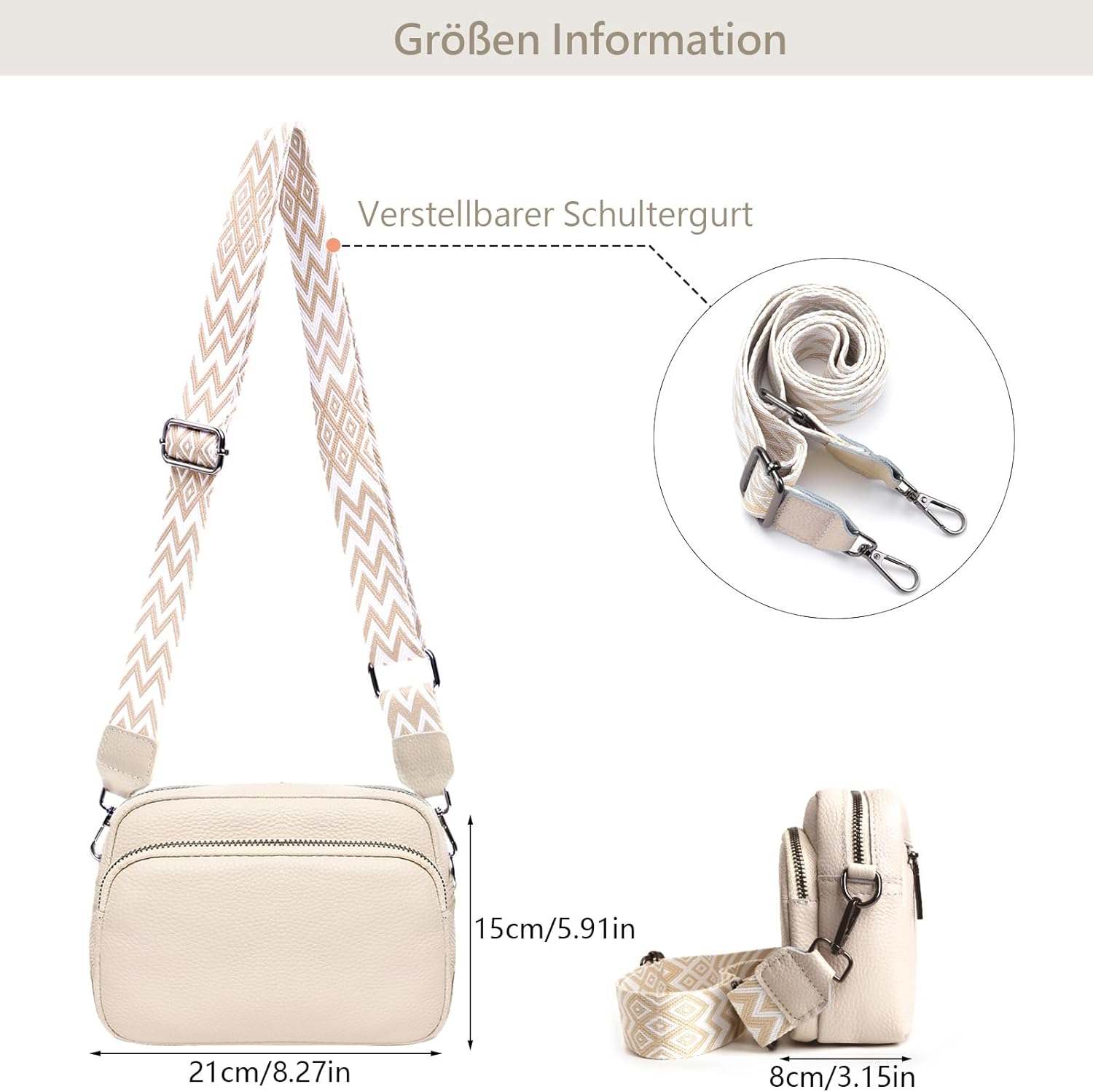 Tiaastap Damen Mobiltelefon Umhängetasche Echtes Leder -Crossbody -Bag Damen -Mobiltelefontasche für Umhängetaschen Frauen kleine moderne Taschen mit breiten Schultergurt und 3 Fächer – Bild 6