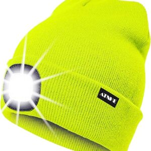 ATNKE LED Light Up Beanie Hut, wiederaufladbare USB-Läufe mit extrem hellem 4-LED-Blindealarm-Scheinwerfer