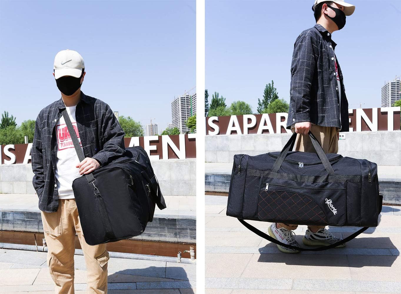 SIPOBUY 80L Faltbarer Reisetasche, Sport -Fitness -Tasche, Schuhfach, Halter, Leicht und wasserdicht, große Kapazität, Unisex, Schwarz – Bild 6