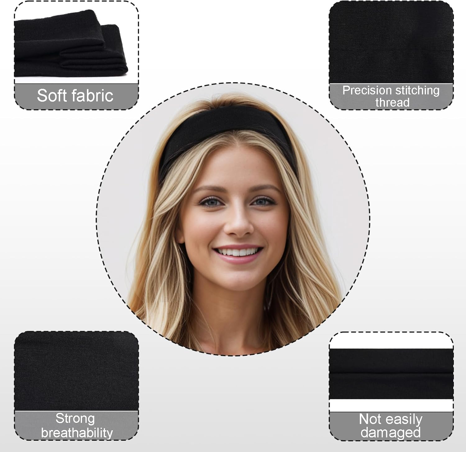 CXNXFD-Packung von 6 Sportstadbändern für Frauen, rutschfeste weiche Haarbänder für Training Mädchen, elastische Haarbänder für sauberes Gesicht, Make-up, Yoga, Training, Rennen – Bild 5