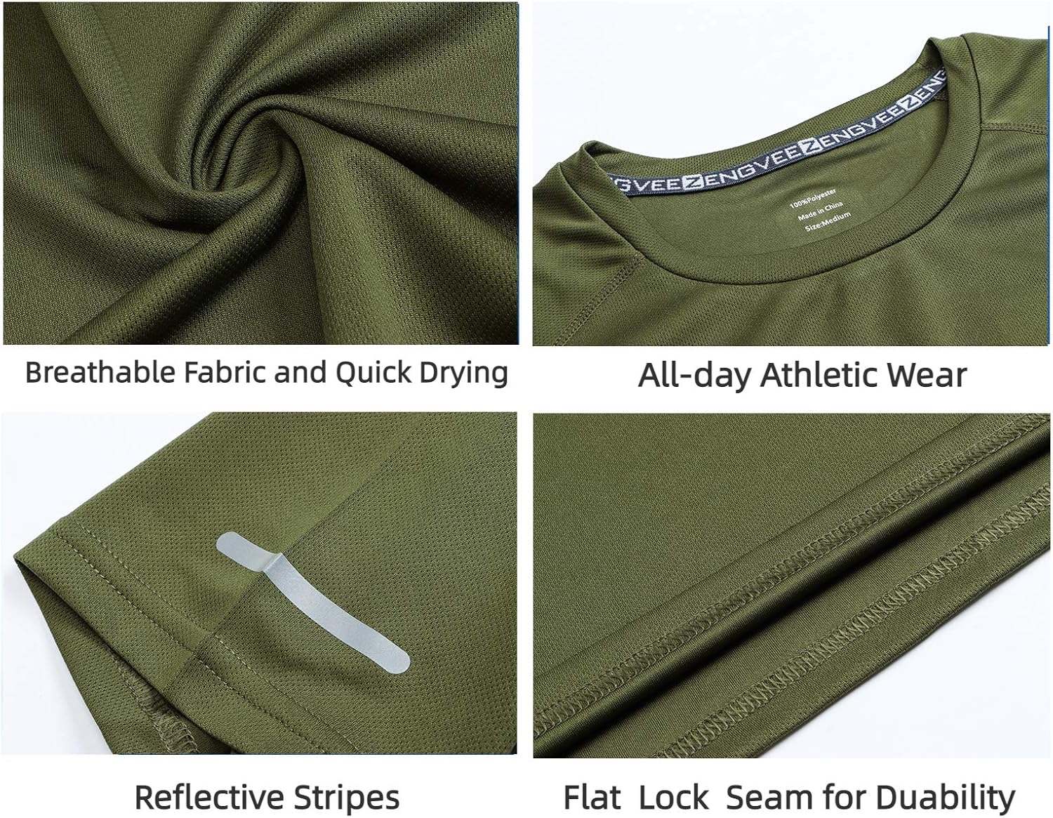 Huakang Set von 3 Herren-T-Shirts, Laufhemm – Bild 5