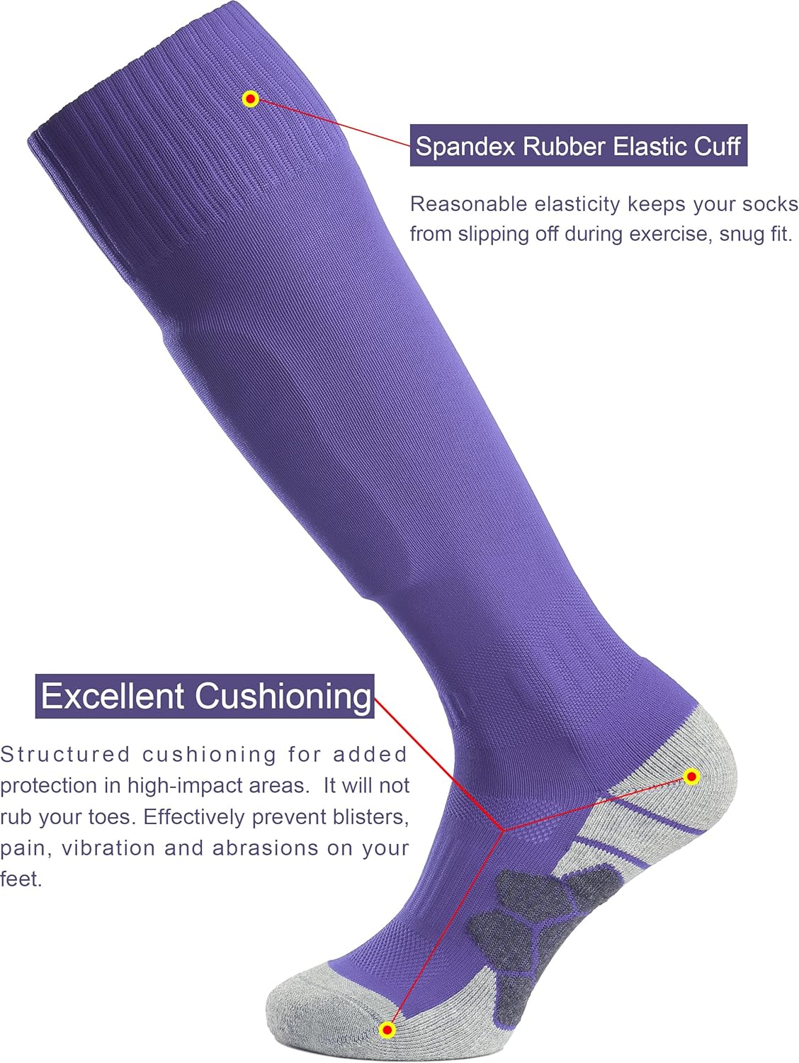 Aptesol knielange Fußballsocken (3/5 Paar) Kinder Jugendliche Erwachsene Lange Sportsocken EU 28-44 Kissen atmungsaktive Fußballtrainingssocken – Bild 5