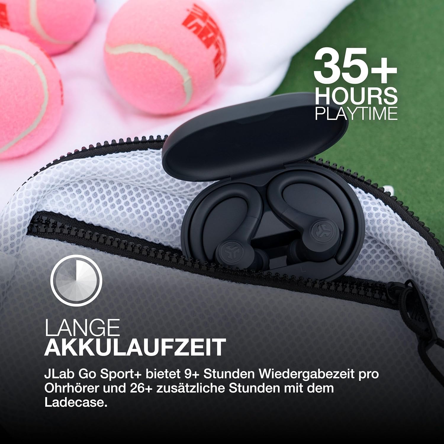 JLAB Go Air Sport+ Bluetooth-Kopfhörer, Sportkopfhörer über 35 Stunden, echte drahtlose In-Ear-Kopfhörer für Läufer, Joggen, IP55-Schweißbeständig, USB-C-Ladungskoffer, Bedenken Sie den Modus, Graphite, Graphite, Graphite, Graphite, Graphite – Bild 2
