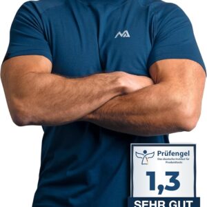 Natural Athlet Herren -Fitness -T -Shirt -Modal – Kurzärärmungshemd für Männer für Fitnessstudio & Training – Schlankes Fit, lang mit Crew -Hals