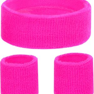 Karnelux Neon Sweatbands Set – Retro 80S 90S Outfit Mullet Accessoires mit Armbändern und Stirnband – Kostümzubehör für Männer und Frauen