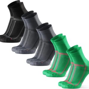 Dänische Ausdauer Viertel Laufsocken, 5 Paare Knöchel -High -Sports -Socken, leichte Komprimierung, atmungsaktiv und gepolstert, Unisex, für Männer und Frauen