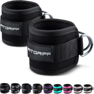 Fitgriff® gepolsterte Fußgurte v1, 2 -Pack von 2, für Fitnesstraining auf der Kabelmaschine, Knöchelgurte für Männer und Frauen