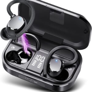Bluetooth -Sport -Kopfhörer, drahtlose Bluetooth 5.3 -Kopfhörer mit HD -Mikrofon, 120 -t -Play -Time -Kopfhörer mit LED -Display, Deep Bass, IP7 -wasserdichte Ohrhörer mit Ohrhörern für die Arbeit, Studie, Sport, Sport, Sport
