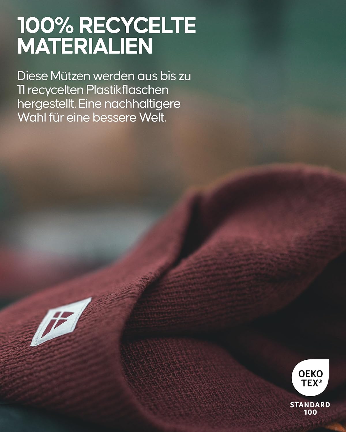 Dänischer Ausdauerklassiker Beanie aus recyceltem Polyester für Männer und Frauen, klassischer Unisex -Hut, weich, dehnbar, nachhaltig. – Bild 5