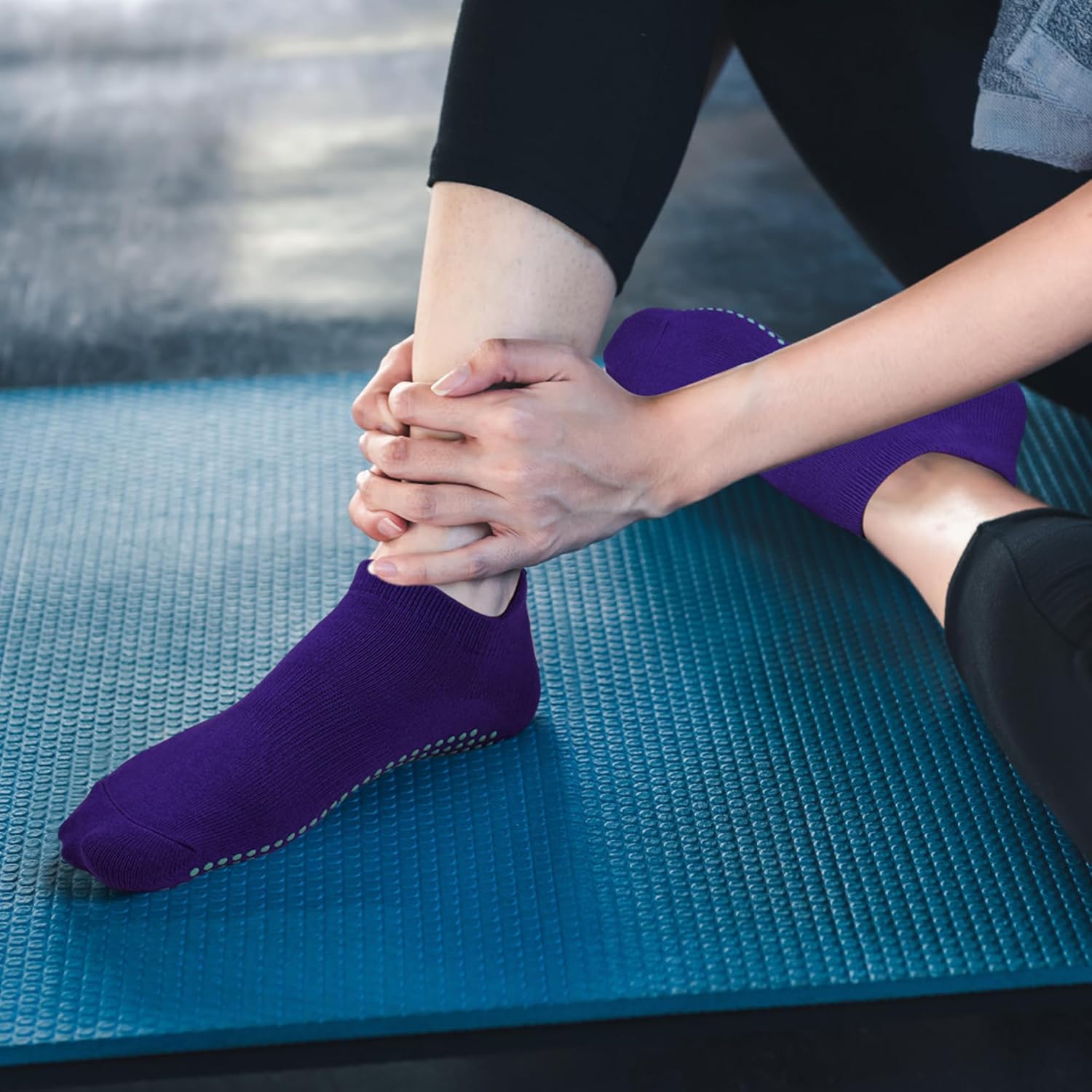 Yoga-Socken Nicht-Schlupf-Socken (4 Paare) für Frauen Pilates, Yoga, Barre, Tanz, Ballett, Kampfkunst, Trampolin, Fitness, Krankenhaus, Reha, Heim- und Körperbilanz, Sox UK 4-10 / EU 35-43 – Bild 2
