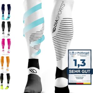 DiaSports Runstars Kompressionssocken für Sport, Rennen, Marathon und Triathlon, Premium -Kompressionssocken mit gleichmäßiger Komprimierung und verstärkter Ferse für Männer und Frauen