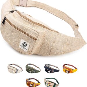 Freakmandu Unisex Hanf Tailentasche – Fanny Packs, Taillengürtelbeutel zum Hängen, Boho -Hippie -Stil, handgefertigte Taillenbeutel zum Wandern, Laufen, Joggen, Männer und Frauen, Nirvana
