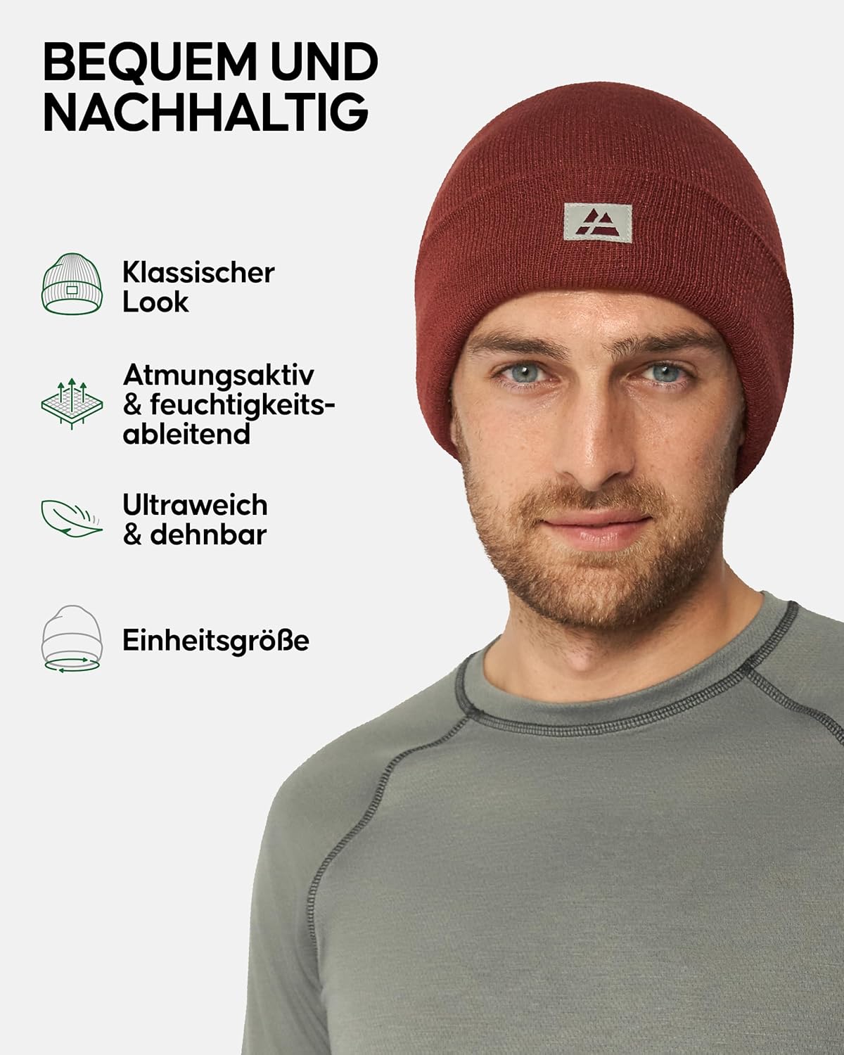 Dänischer Ausdauerklassiker Beanie aus recyceltem Polyester für Männer und Frauen, klassischer Unisex -Hut, weich, dehnbar, nachhaltig. – Bild 2