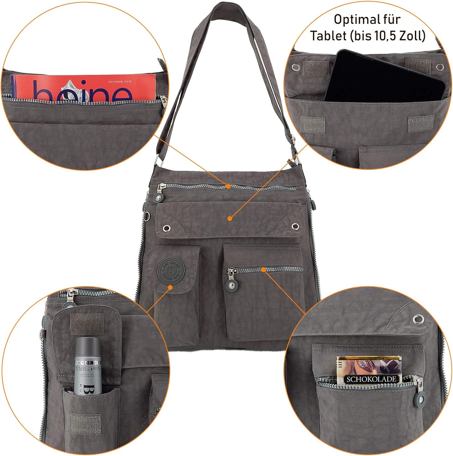 Ekavale Leichtes Frauenumhängetasche - Praktische Crossbody -Handtasche mit mehreren Fächern - Umhängetasche Wasserabweisende Frauenbeutel – Bild 2