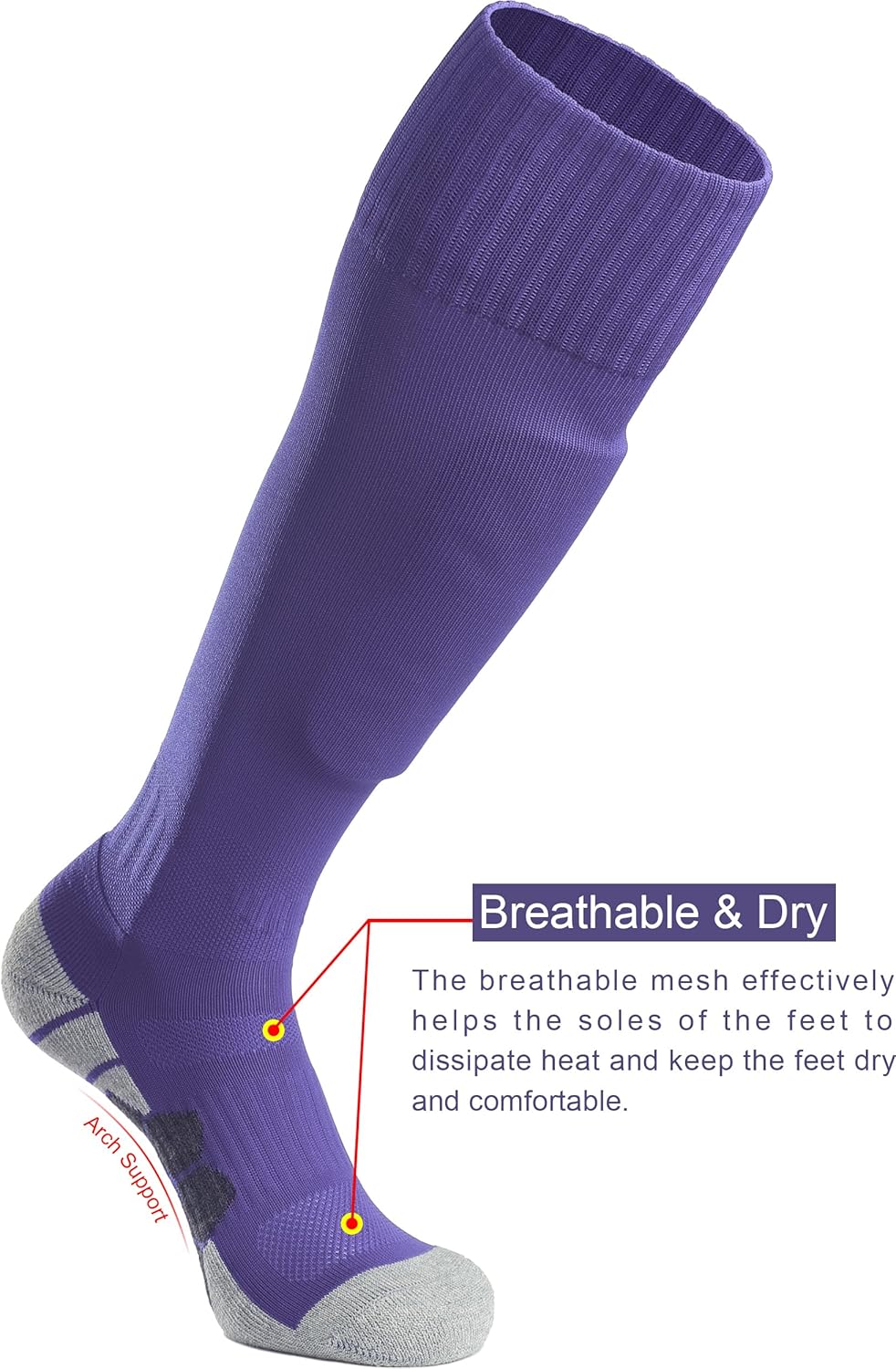 Aptesol knielange Fußballsocken (3/5 Paar) Kinder Jugendliche Erwachsene Lange Sportsocken EU 28-44 Kissen atmungsaktive Fußballtrainingssocken – Bild 6