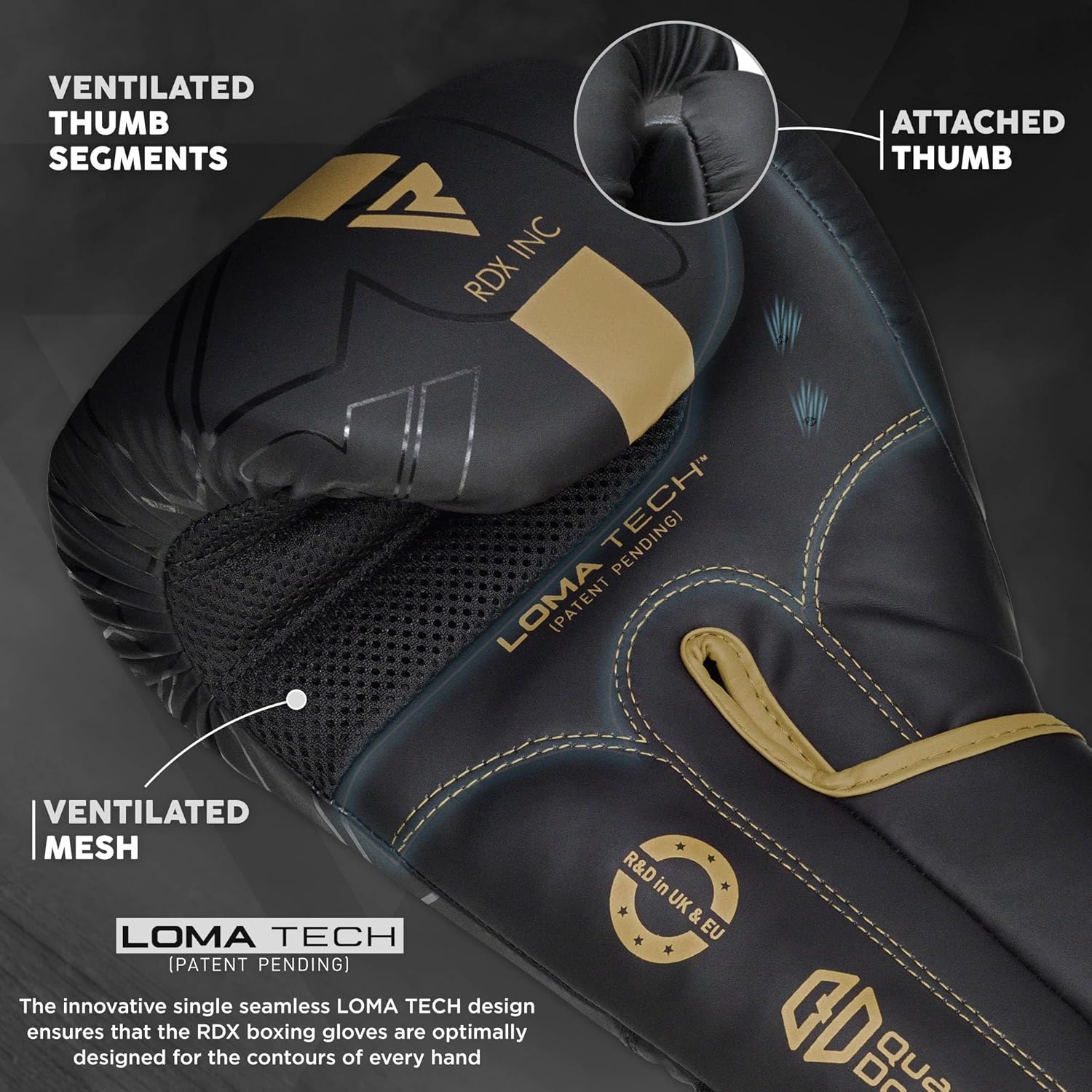 RDX -Boxhandschuhe, Muay Thai Kickboxing Sparring, Maya -Leder -Kara -Boxhandschuhe, Männer/Frauen, Stanzhandschuhe, Kickboxhandschuhe, MMA Martial Arts Training, Schwarz, Erwachsene 8 10 12 14 16 18 Unzen – Bild 5